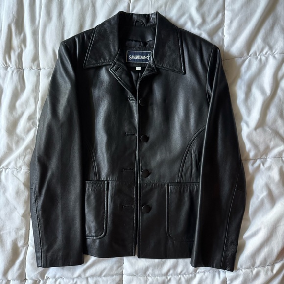 Vintage Black Genuine Leather Jacket - Picture 1 of 7